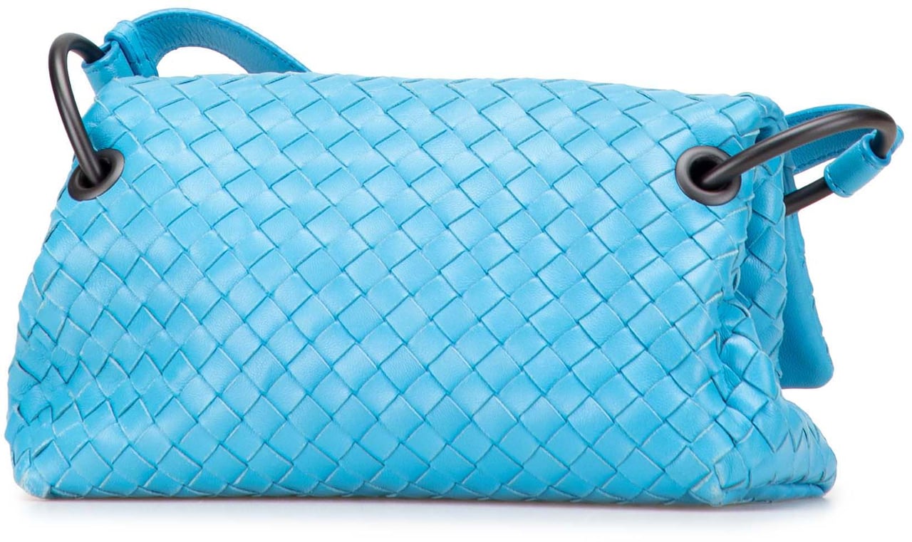 Bottega Veneta Nappa Intrecciato Flap Crossbody Blauw