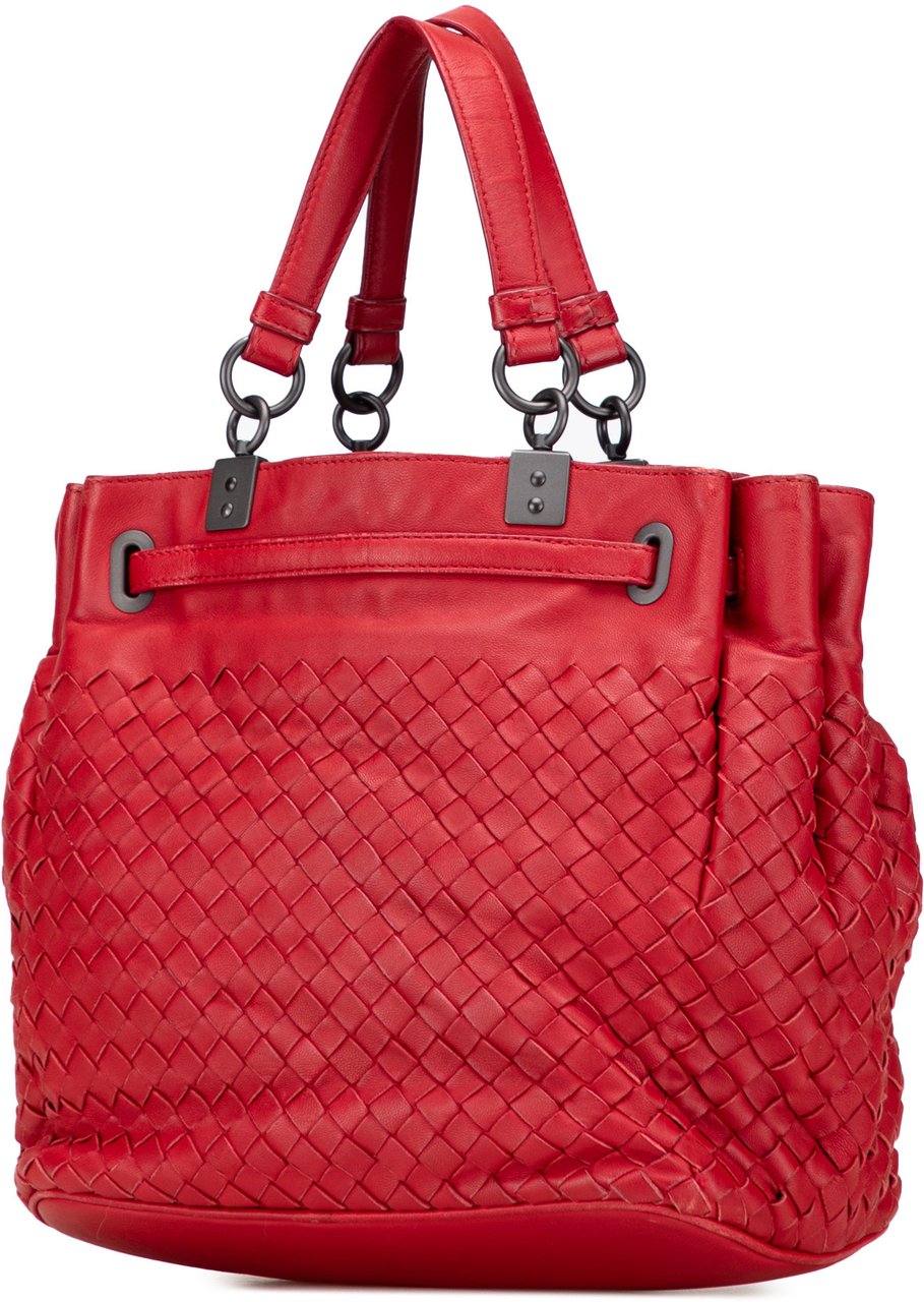 Bottega Veneta Nappa Intrecciato Bucket Bag Rood