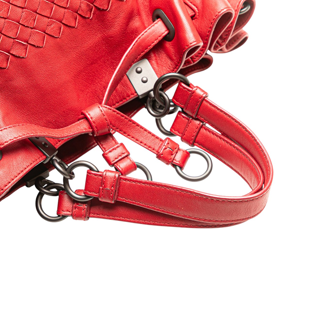 Bottega Veneta Nappa Intrecciato Bucket Bag Rood