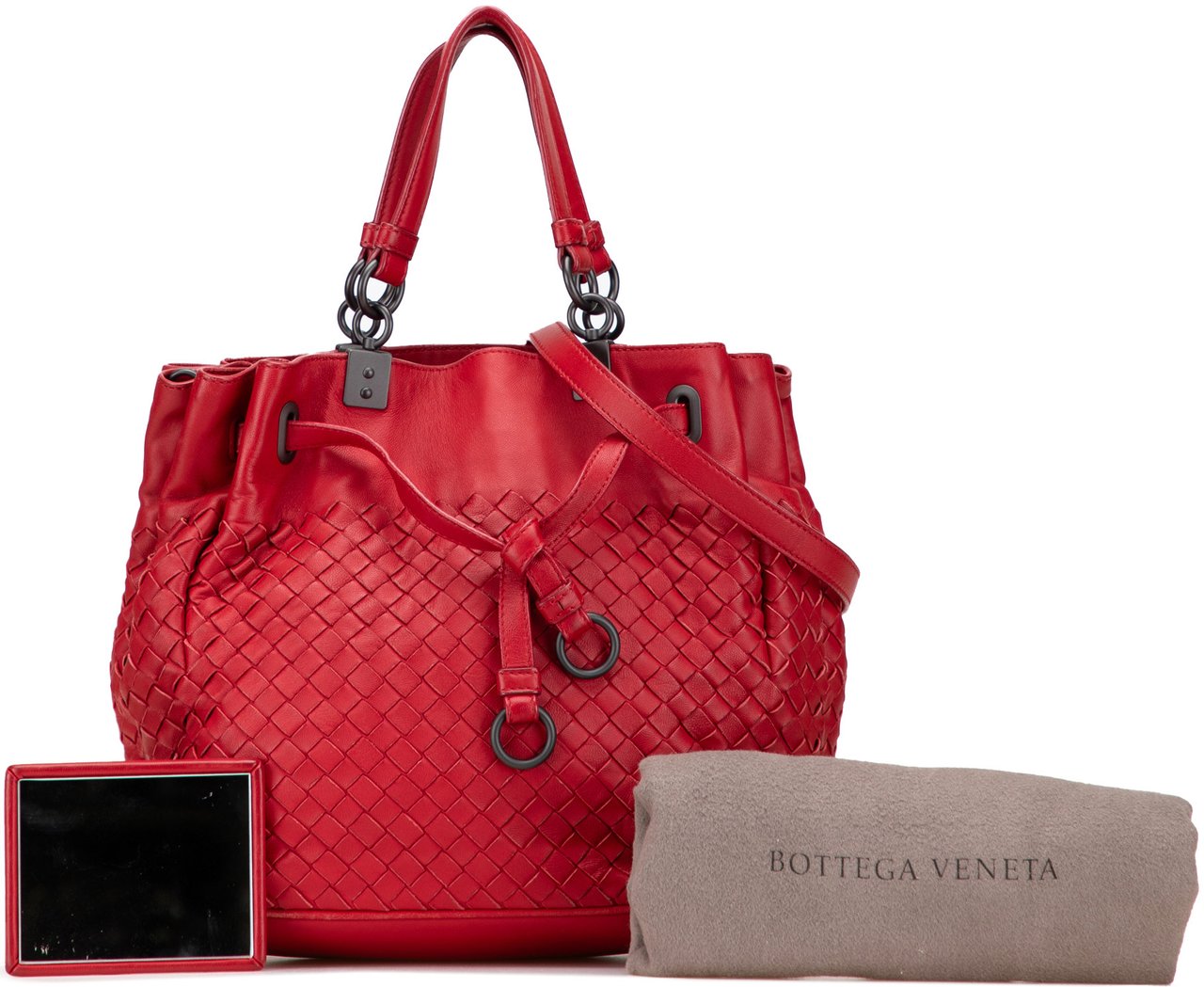 Bottega Veneta Nappa Intrecciato Bucket Bag Rood