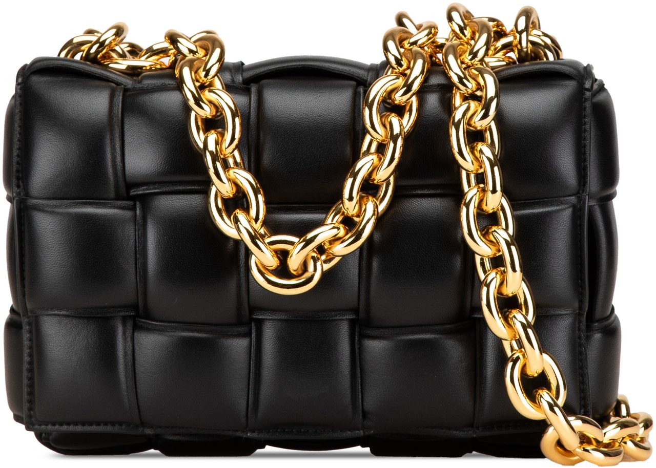Bottega Veneta Nappa Intrecciato Padded Chain Cassette Satchel Zwart