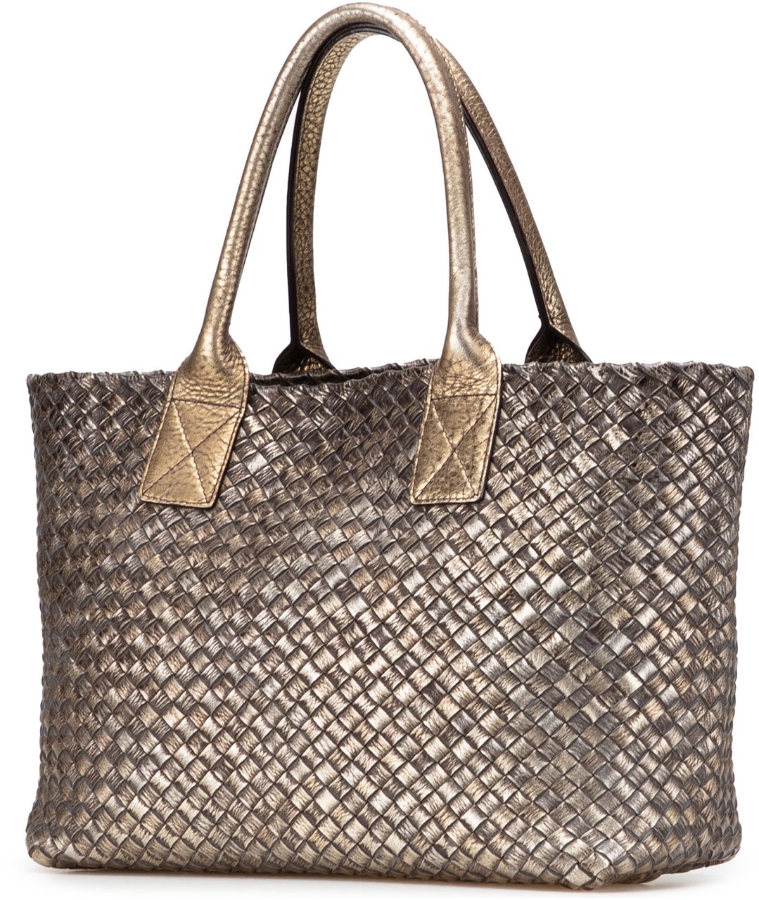 Bottega Veneta Lambskin Intreccio Cabat Tote Bruin