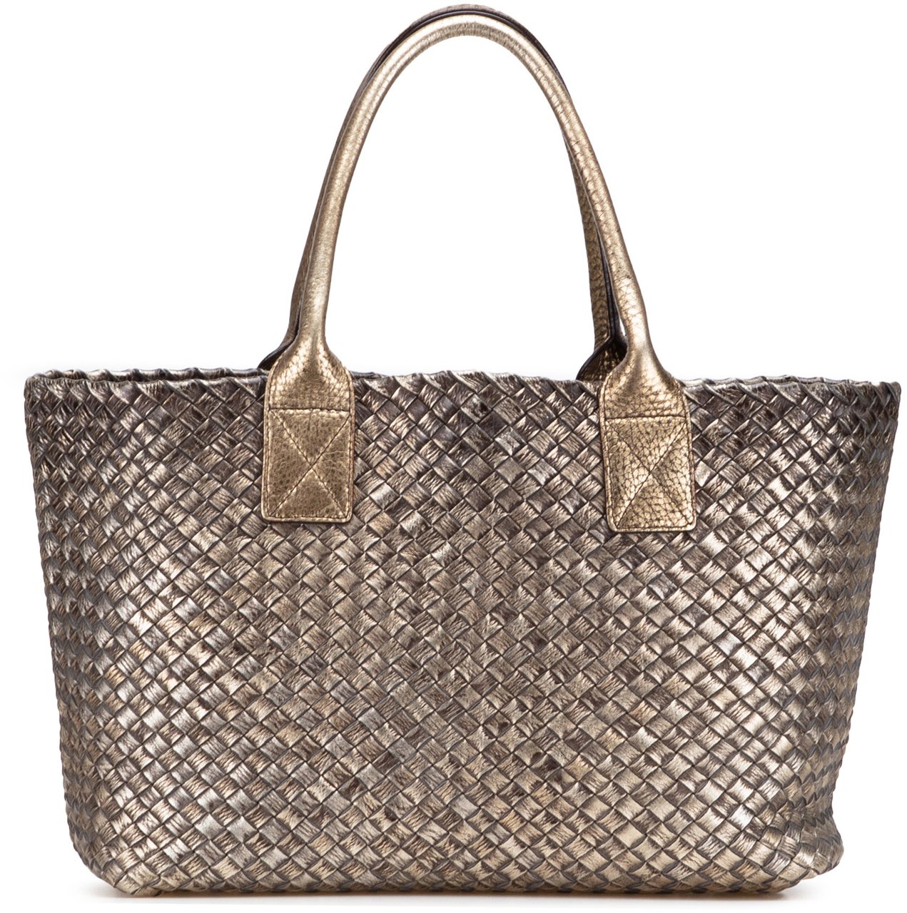 Bottega Veneta Lambskin Intreccio Cabat Tote Bruin