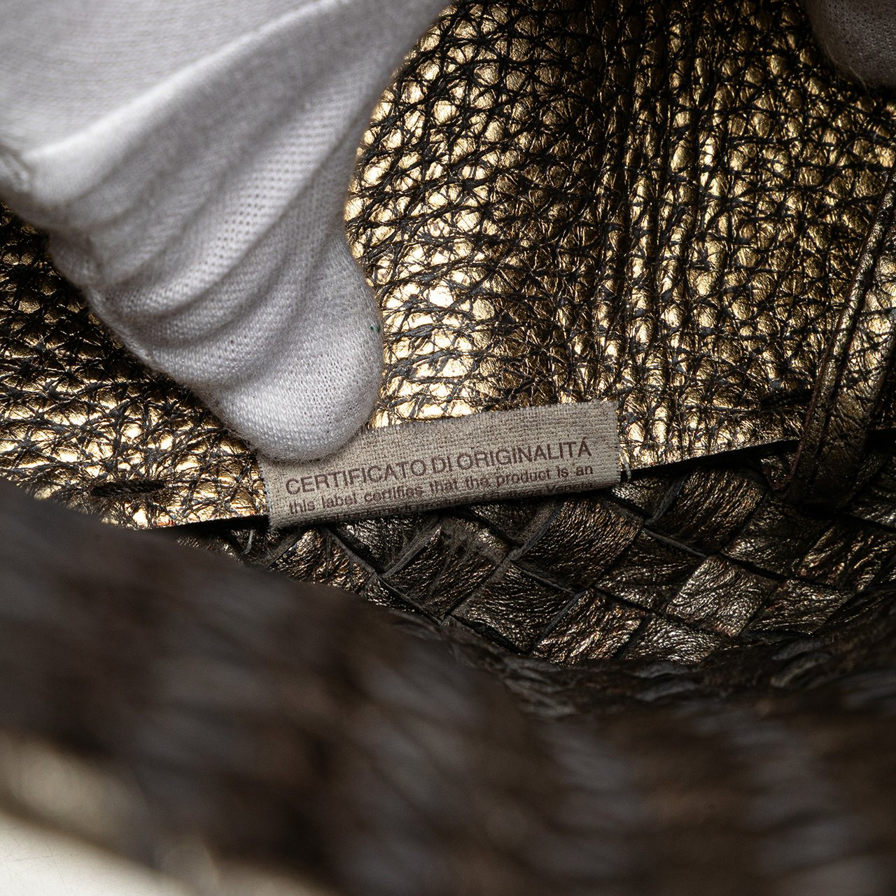 Bottega Veneta Lambskin Intreccio Cabat Tote Bruin