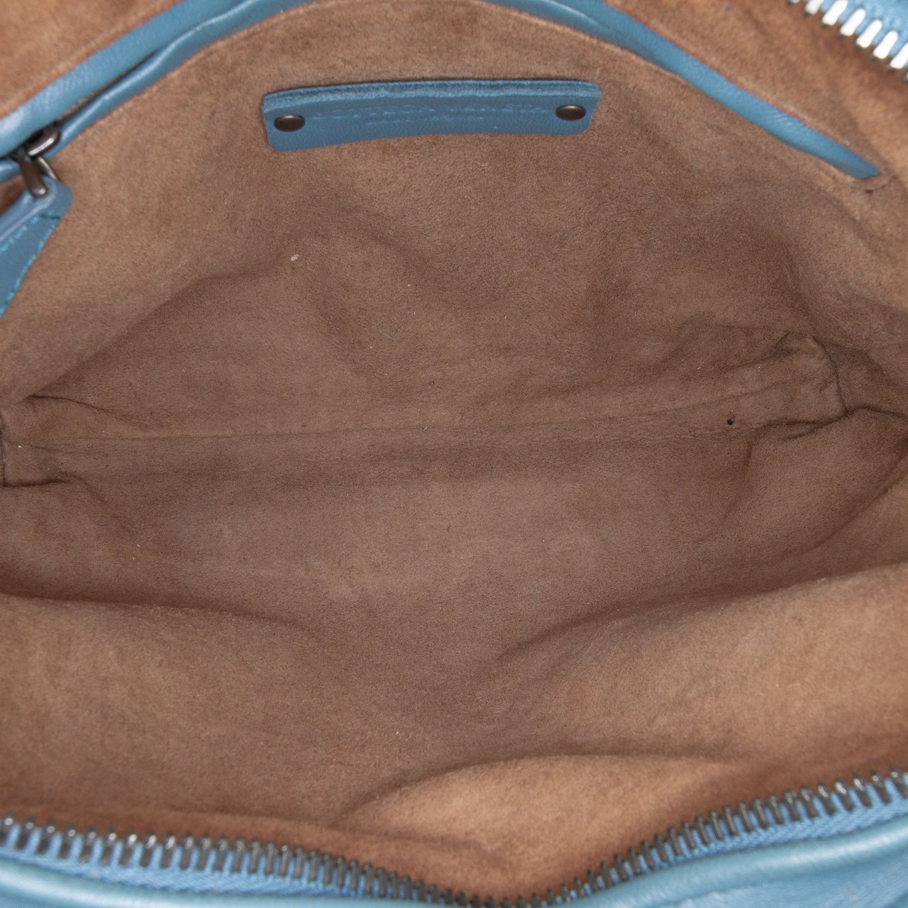 Bottega Veneta Nappa Intrecciato Nodini Double Zip Crossbody Blauw