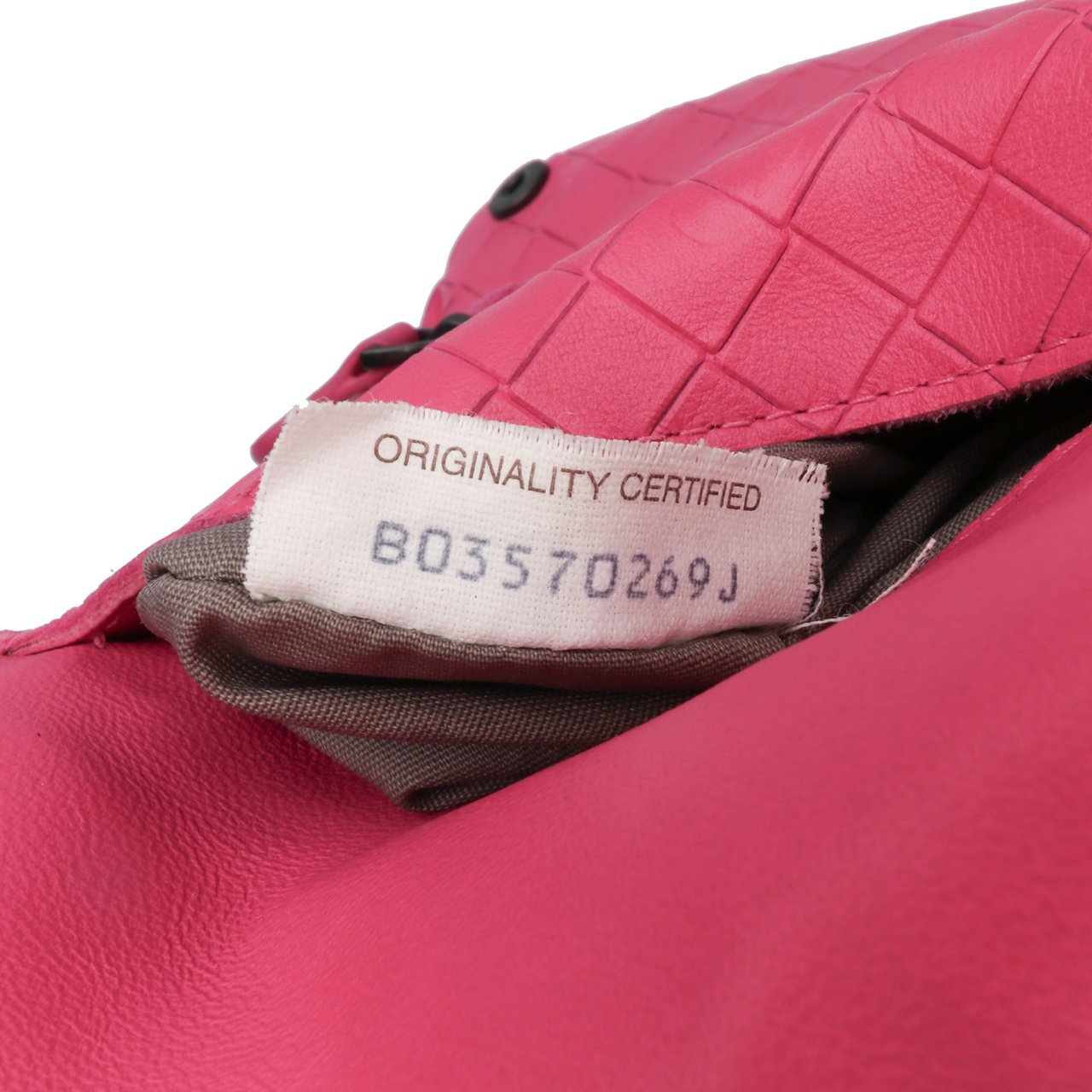 Bottega Veneta Small Calfskin Intrecciomirage Embossed Butterfly Chain Crossbody Roze