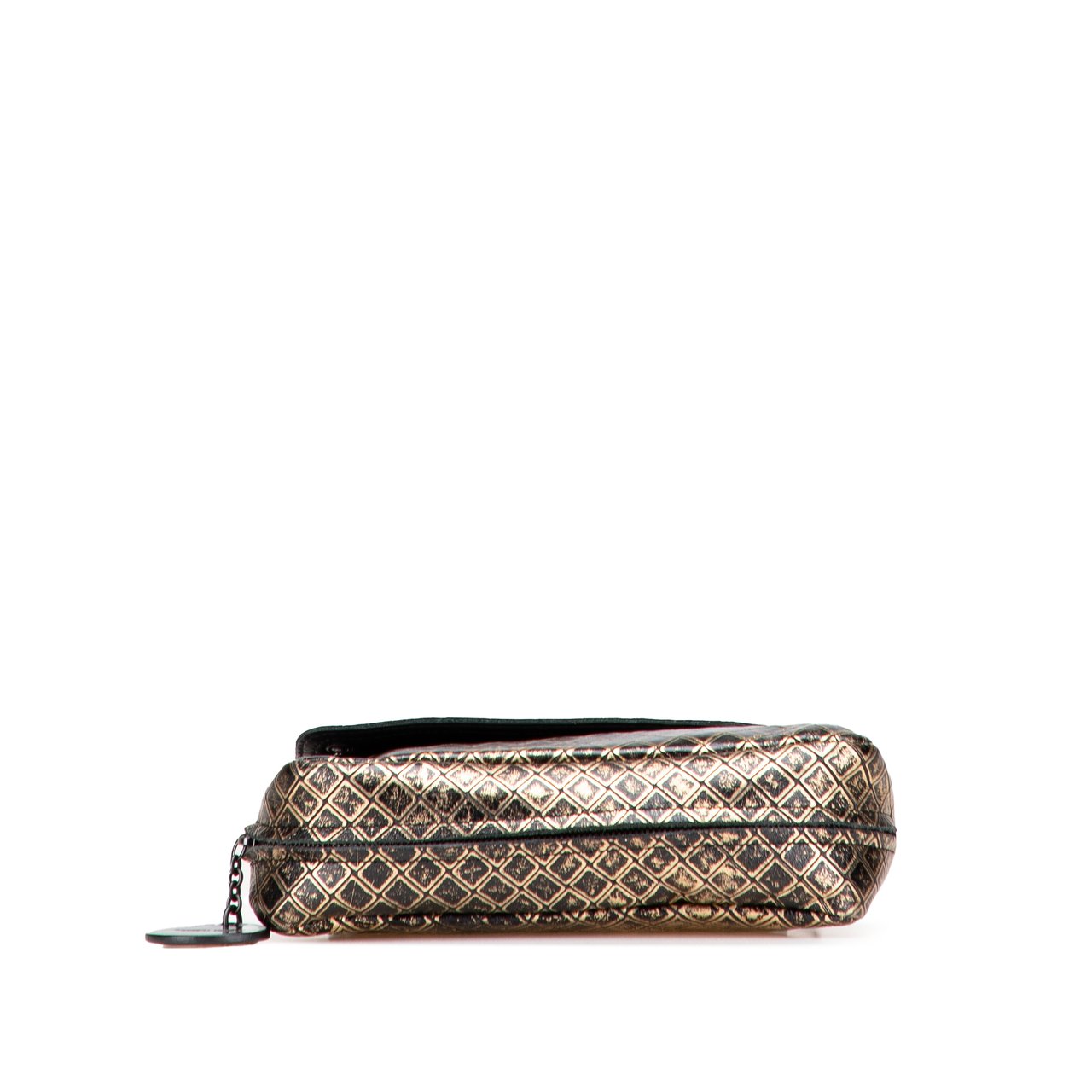 Bottega Veneta Metallic Calfskin Intrecciomirage Chain Flap Crossbody Goud