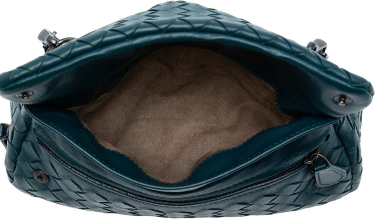 Bottega Veneta Mini Nappa Intrecciato Expandable Chain Crossbody Blauw