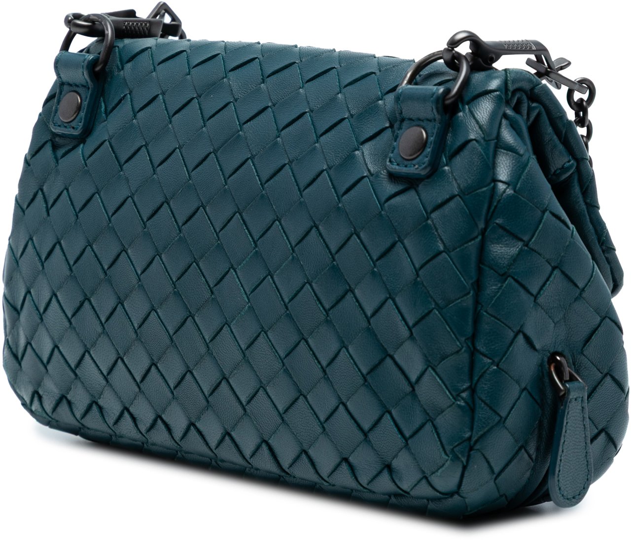 Bottega Veneta Mini Nappa Intrecciato Expandable Chain Crossbody Blauw