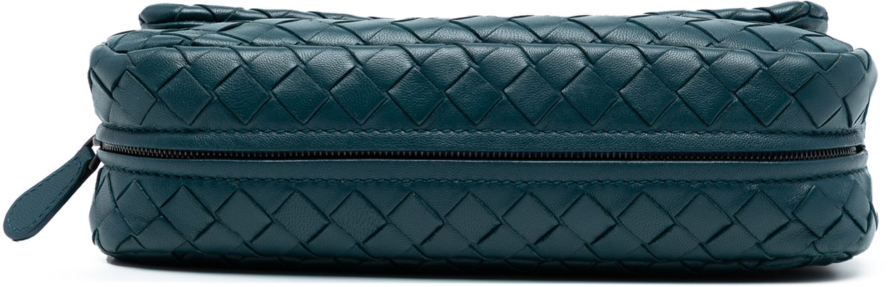 Bottega Veneta Mini Nappa Intrecciato Expandable Chain Crossbody Blauw