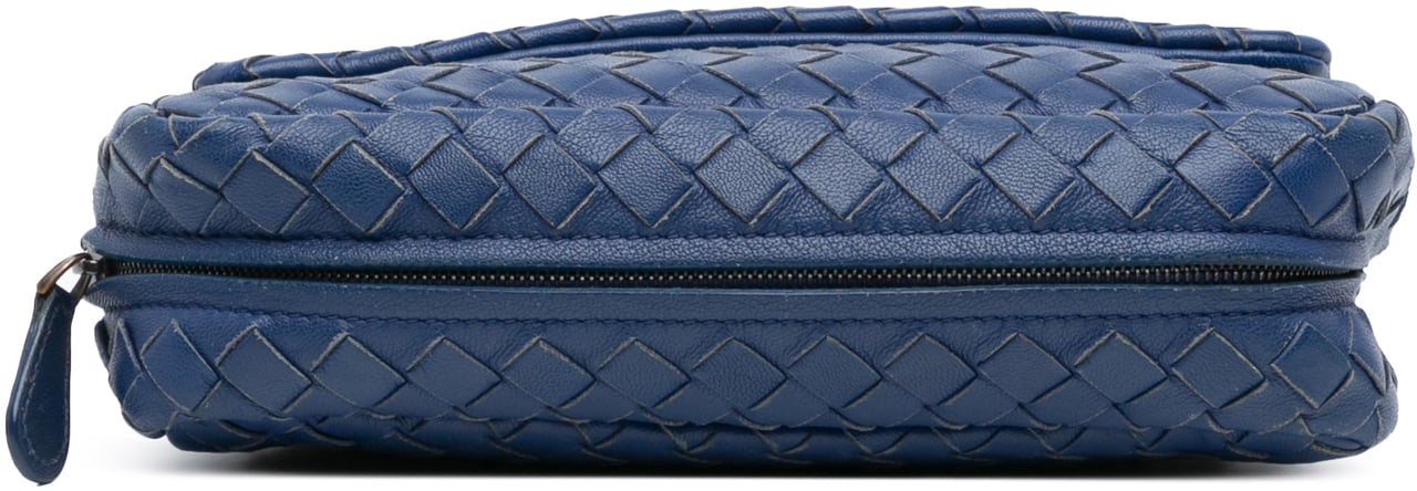Bottega Veneta Intrecciato Chain Flap Crossbody Blauw