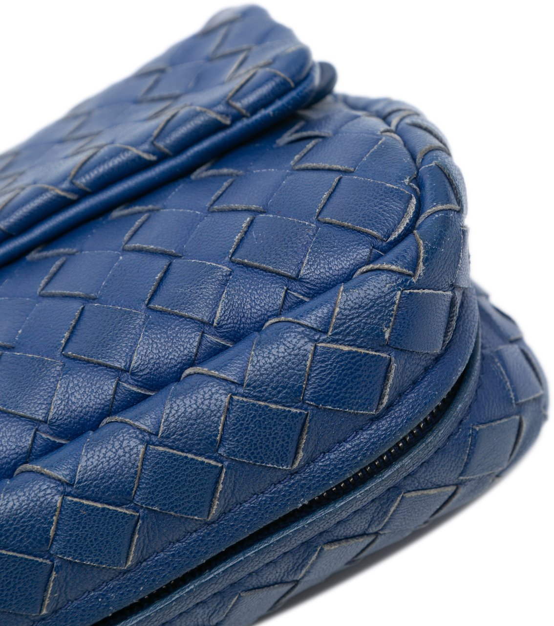 Bottega Veneta Intrecciato Chain Flap Crossbody Blauw