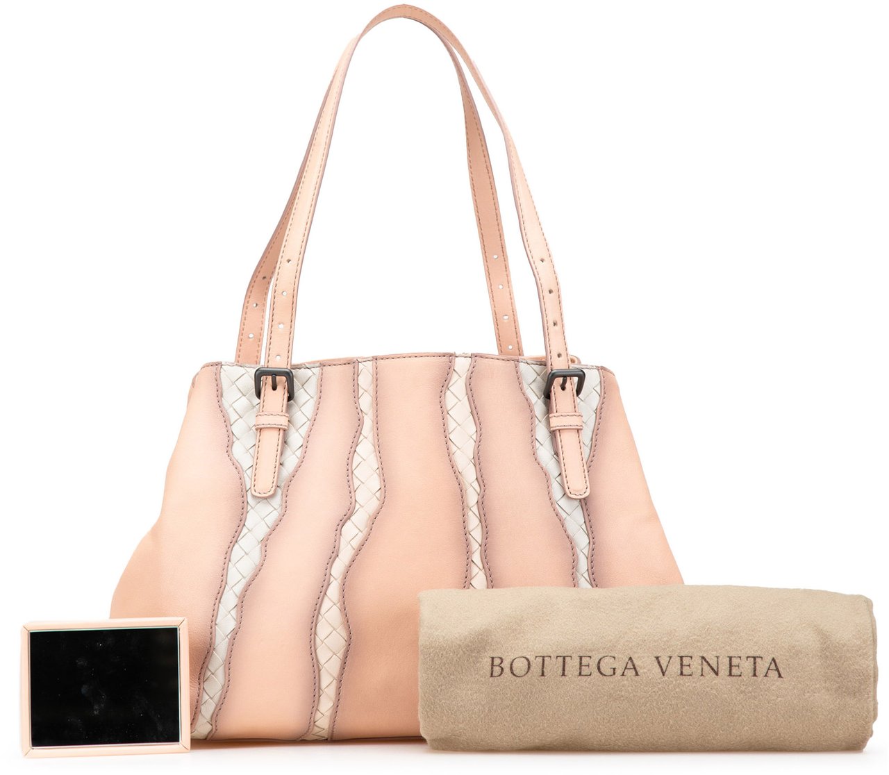 Bottega Veneta Medium Nappa Intrecciato Glimmer Tote Roze