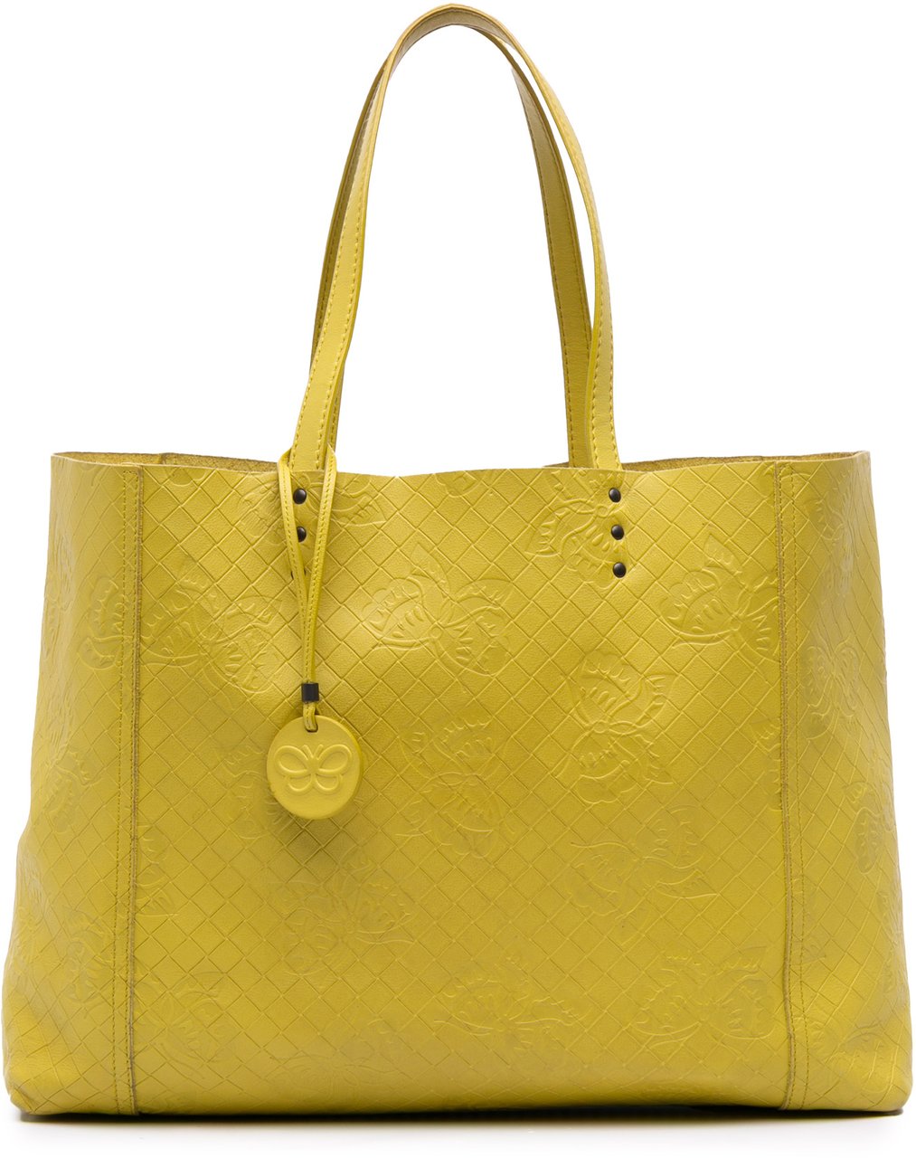 Bottega Veneta Leather Intrecciomirage Butterfly Tote Geel
