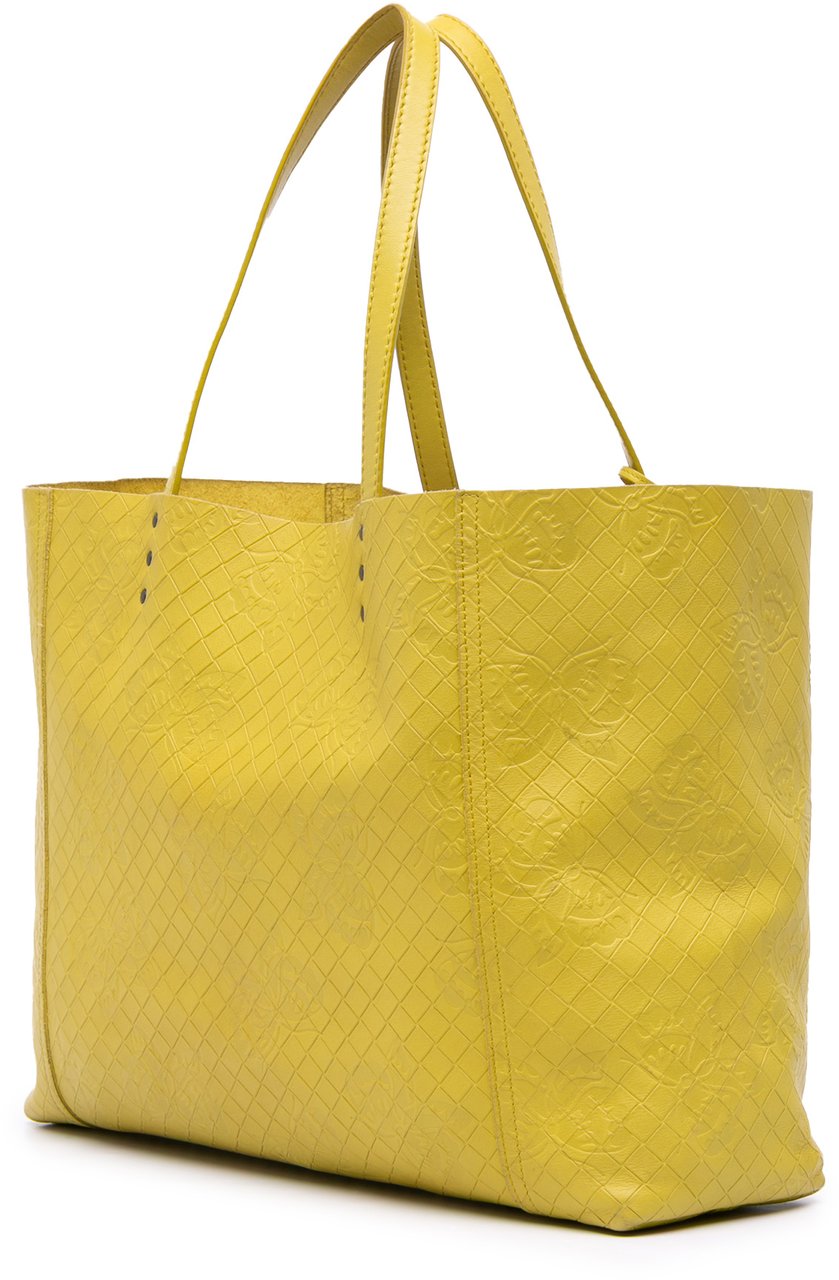 Bottega Veneta Leather Intrecciomirage Butterfly Tote Geel