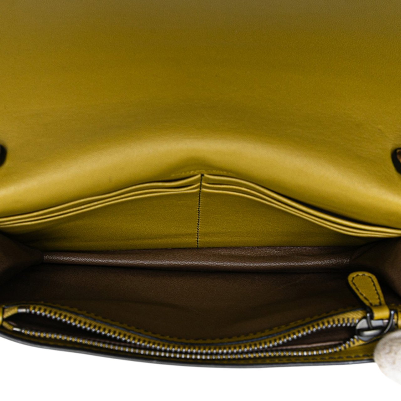 Bottega Veneta Nappa Intrecciato Studded Wallet on Chain Geel