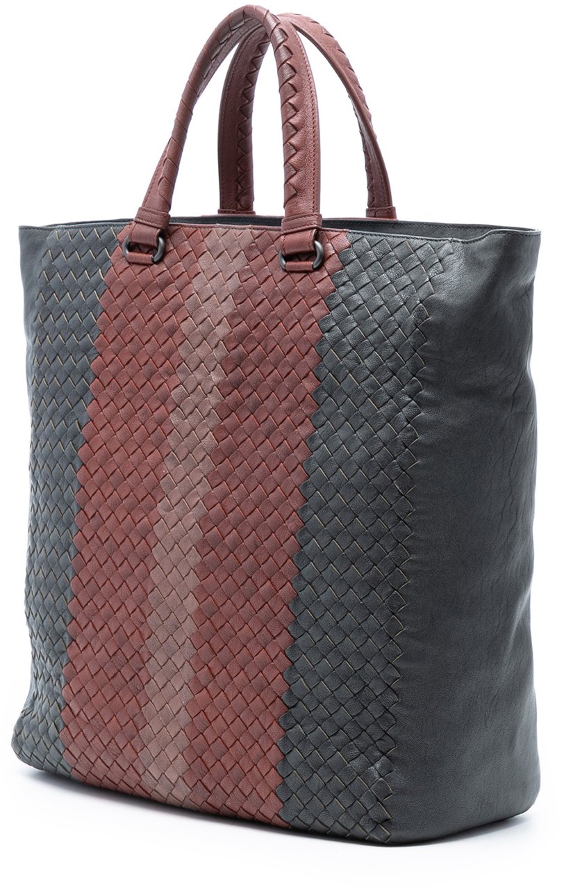Bottega Veneta Tricolor Nappa Intrecciato Convertible Tote Grijs
