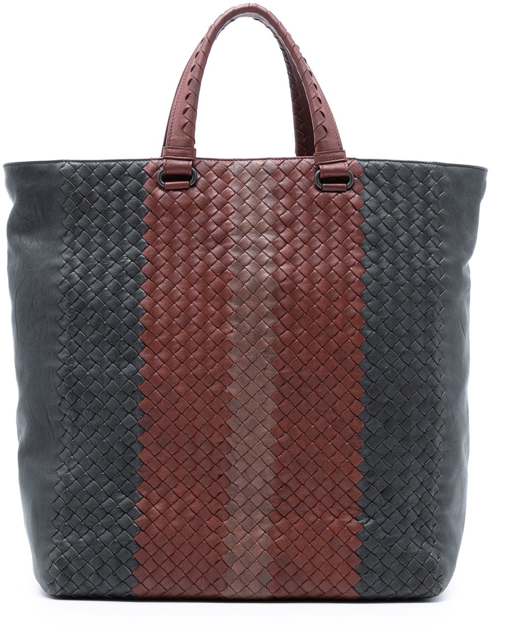 Bottega Veneta Tricolor Nappa Intrecciato Convertible Tote Grijs
