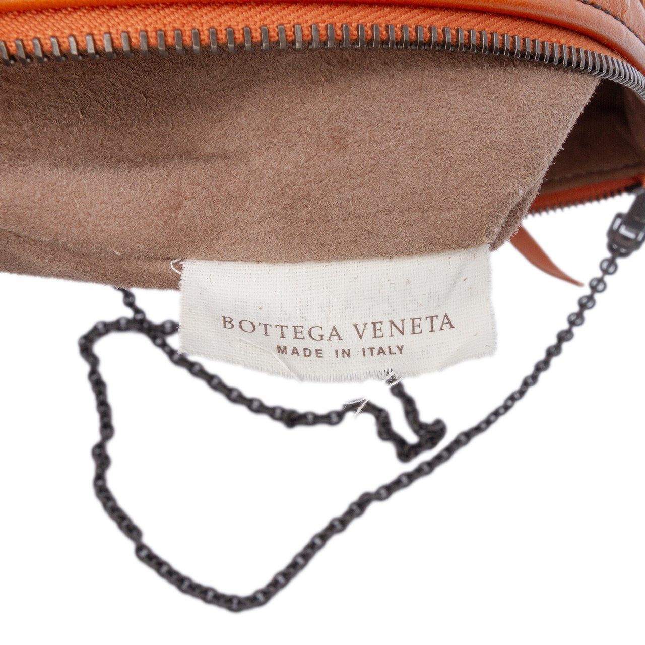Bottega Veneta Nappa Intrecciato Palio Fringe Chain Crossbody Oranje