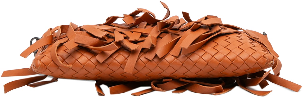 Bottega Veneta Nappa Intrecciato Palio Fringe Chain Crossbody Oranje
