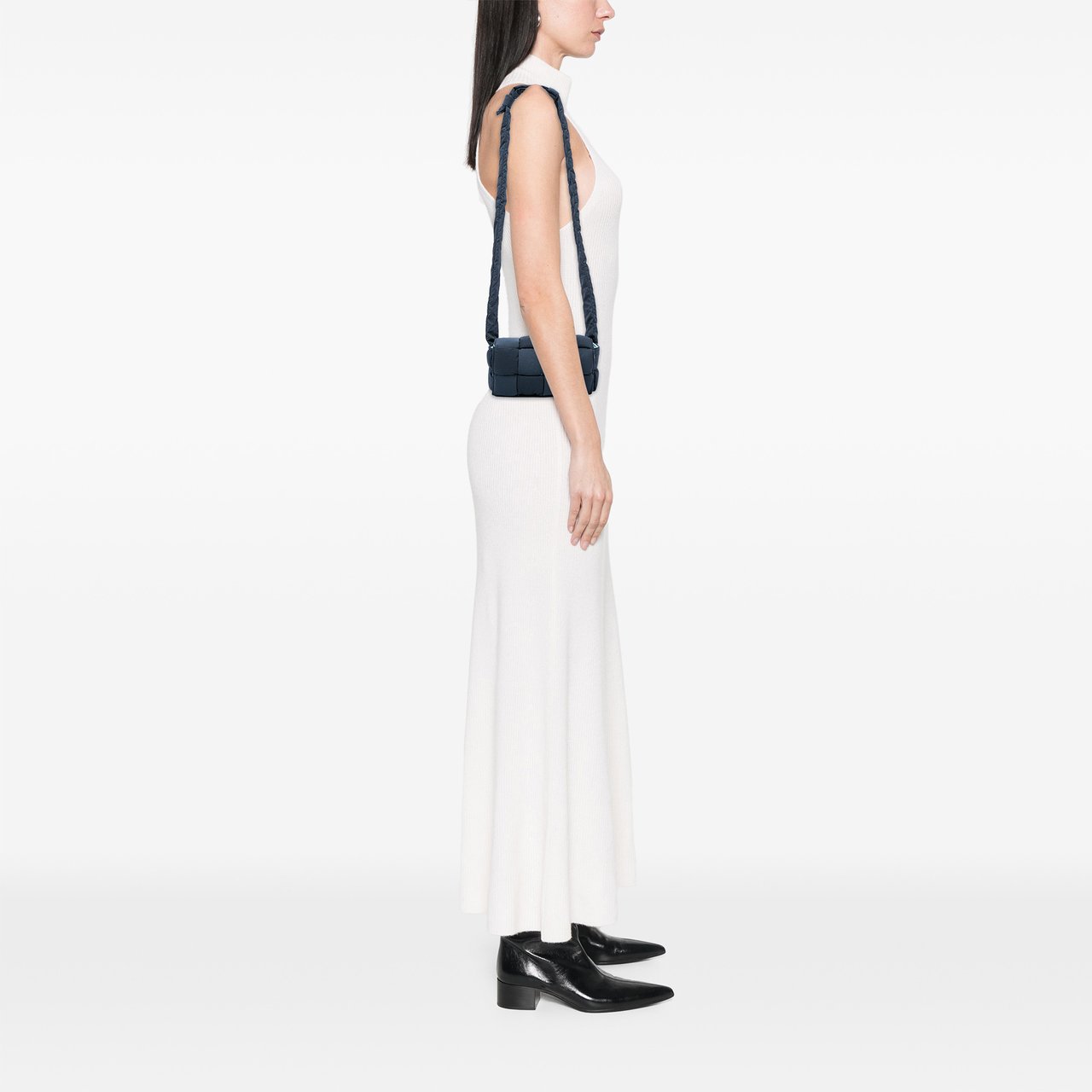 Bottega Veneta Mini Nylon Intrecciato Padded Tech Cassette Crossbody Blauw