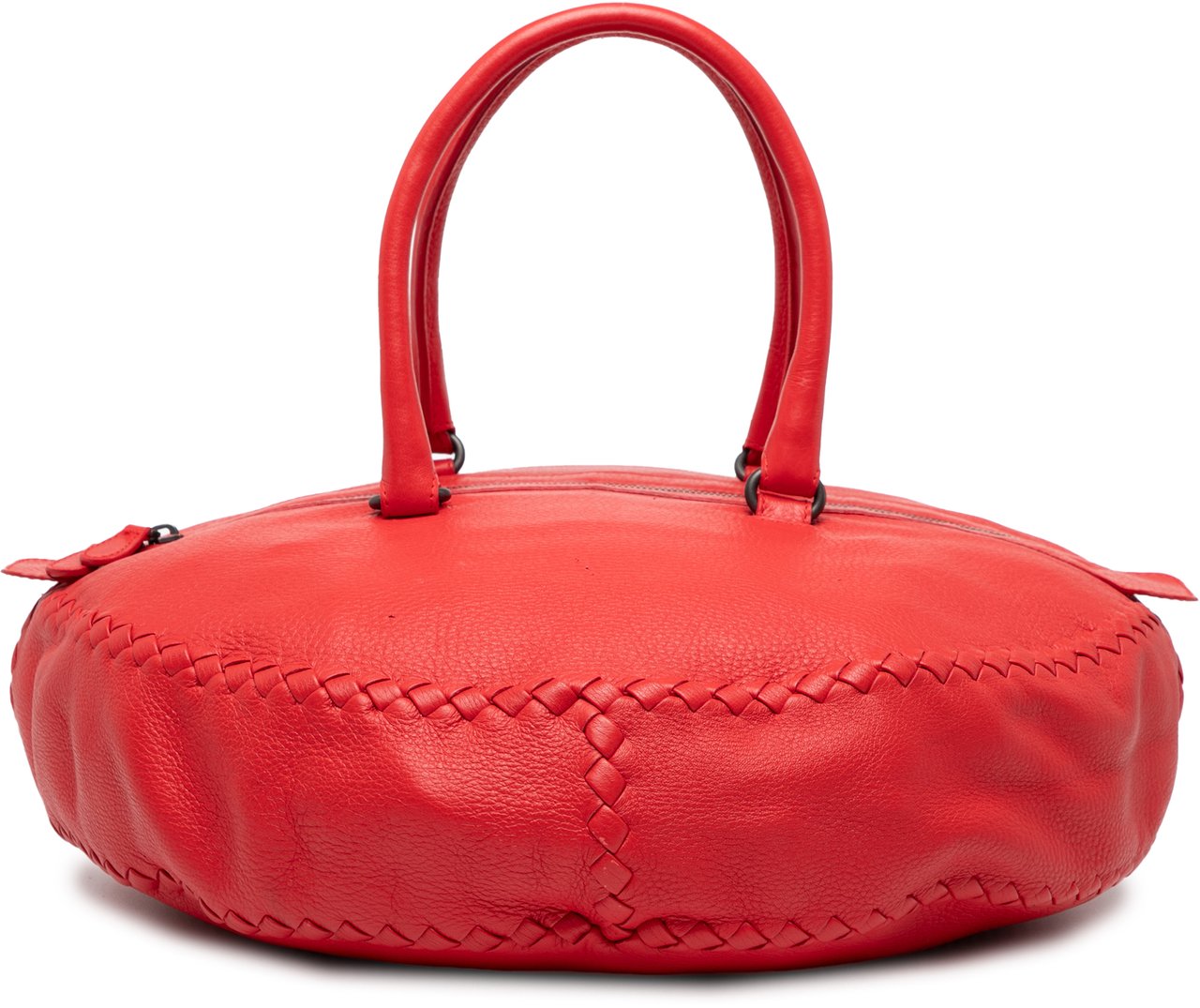 Bottega Veneta Intrecciato Trimmed Cervo Disk Handbag Rood