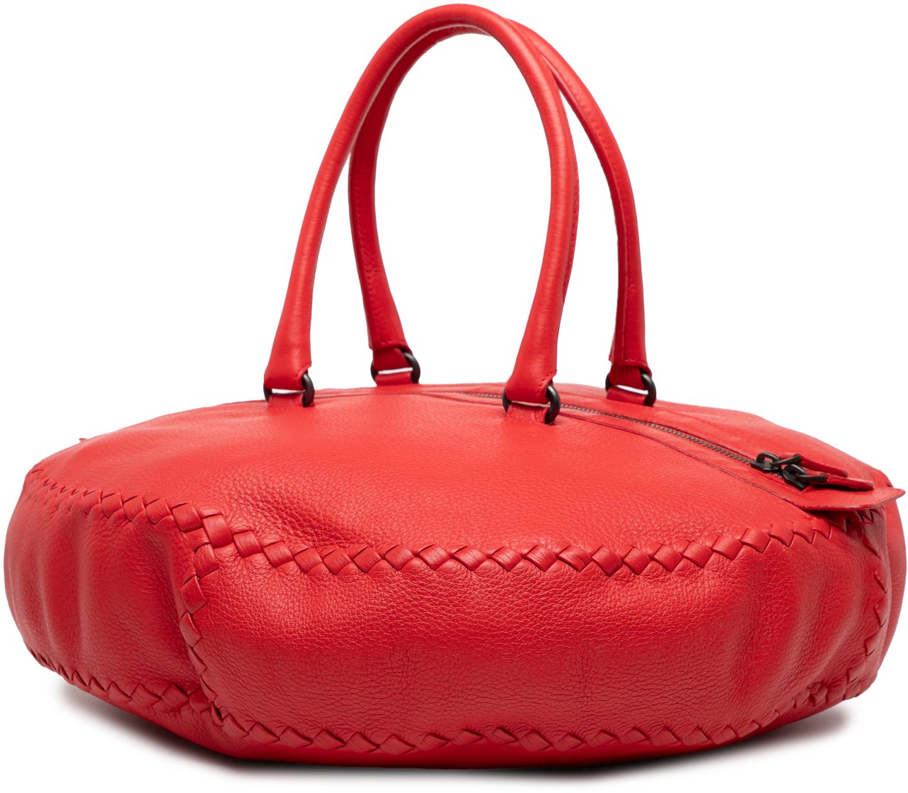 Bottega Veneta Intrecciato Trimmed Cervo Disk Handbag Rood