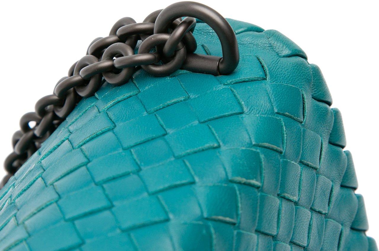 Bottega Veneta Small Nappa Intrecciato Olimpia Shoulder Bag Blauw