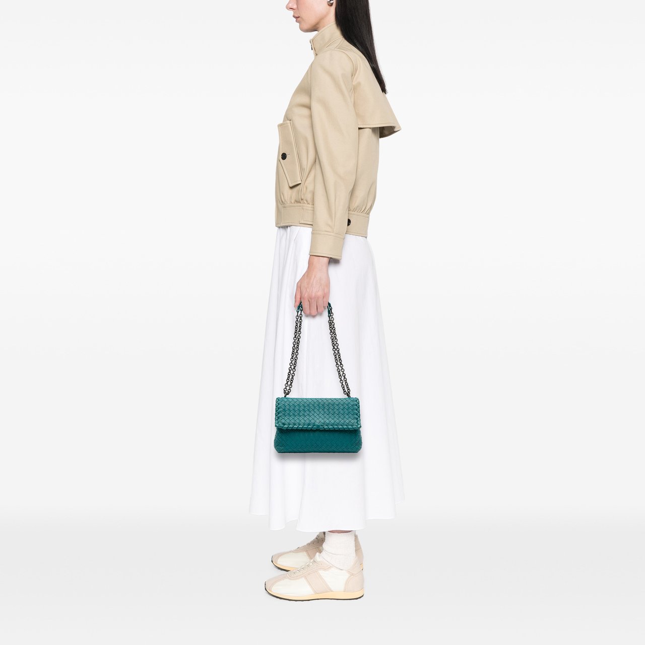 Bottega Veneta Small Nappa Intrecciato Olimpia Shoulder Bag Blauw