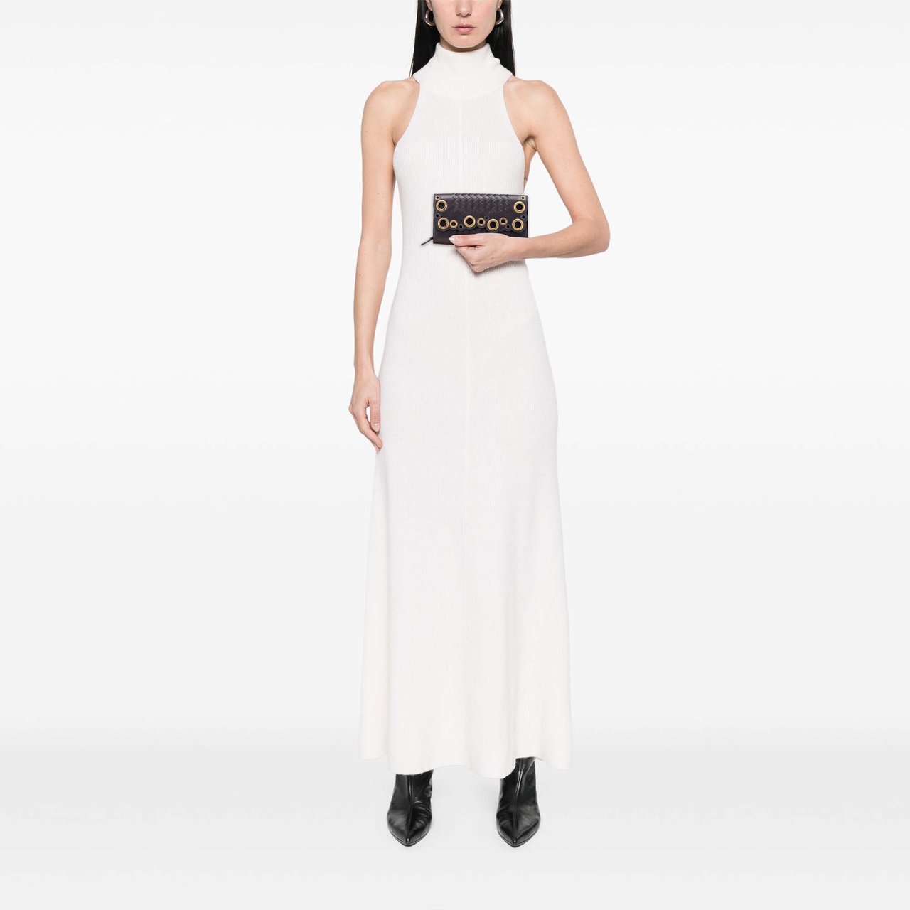 Bottega Veneta Nappa Intrecciato Grommet Scalloped Edge Long Wallet Zwart