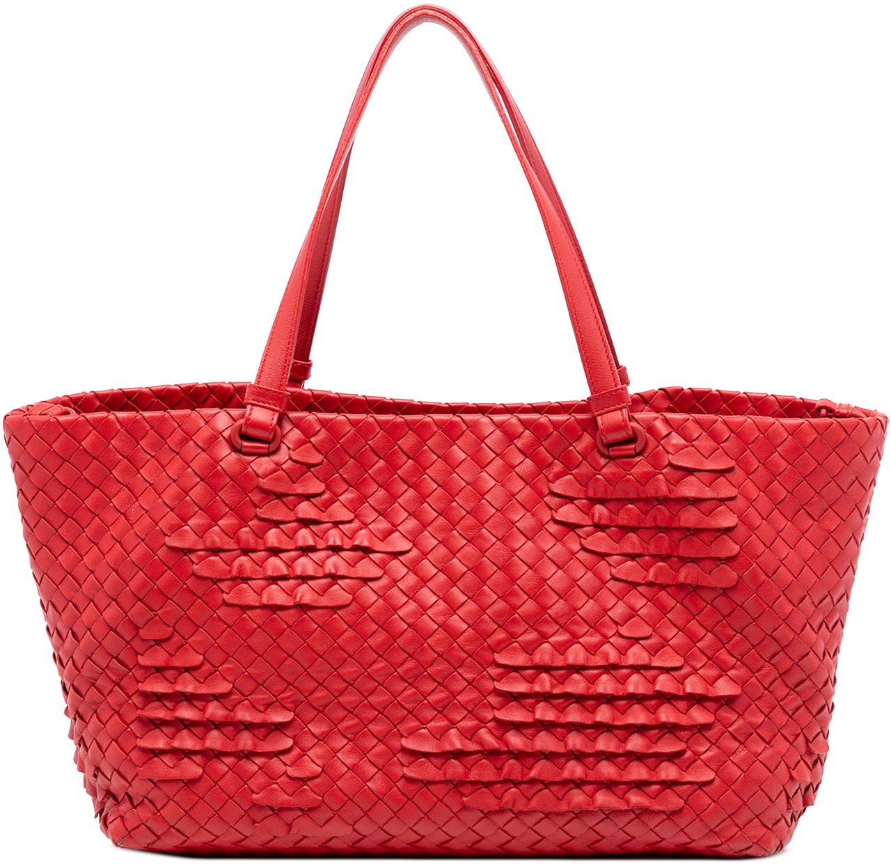 Bottega Veneta Nappa Intrecciato Ruffle Tote Rood