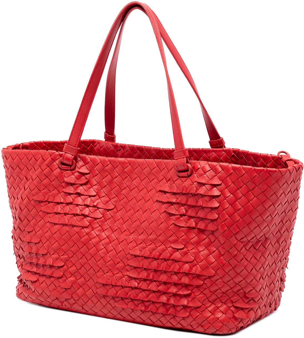 Bottega Veneta Nappa Intrecciato Ruffle Tote Rood