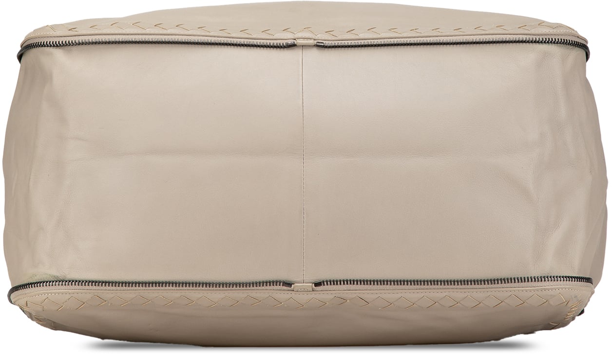 Bottega Veneta Leather Intrecciato Side Zip Tote Grijs