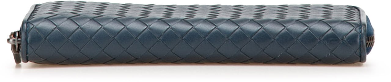 Bottega Veneta Nappa Intrecciato Zip Around Long Wallet Blauw