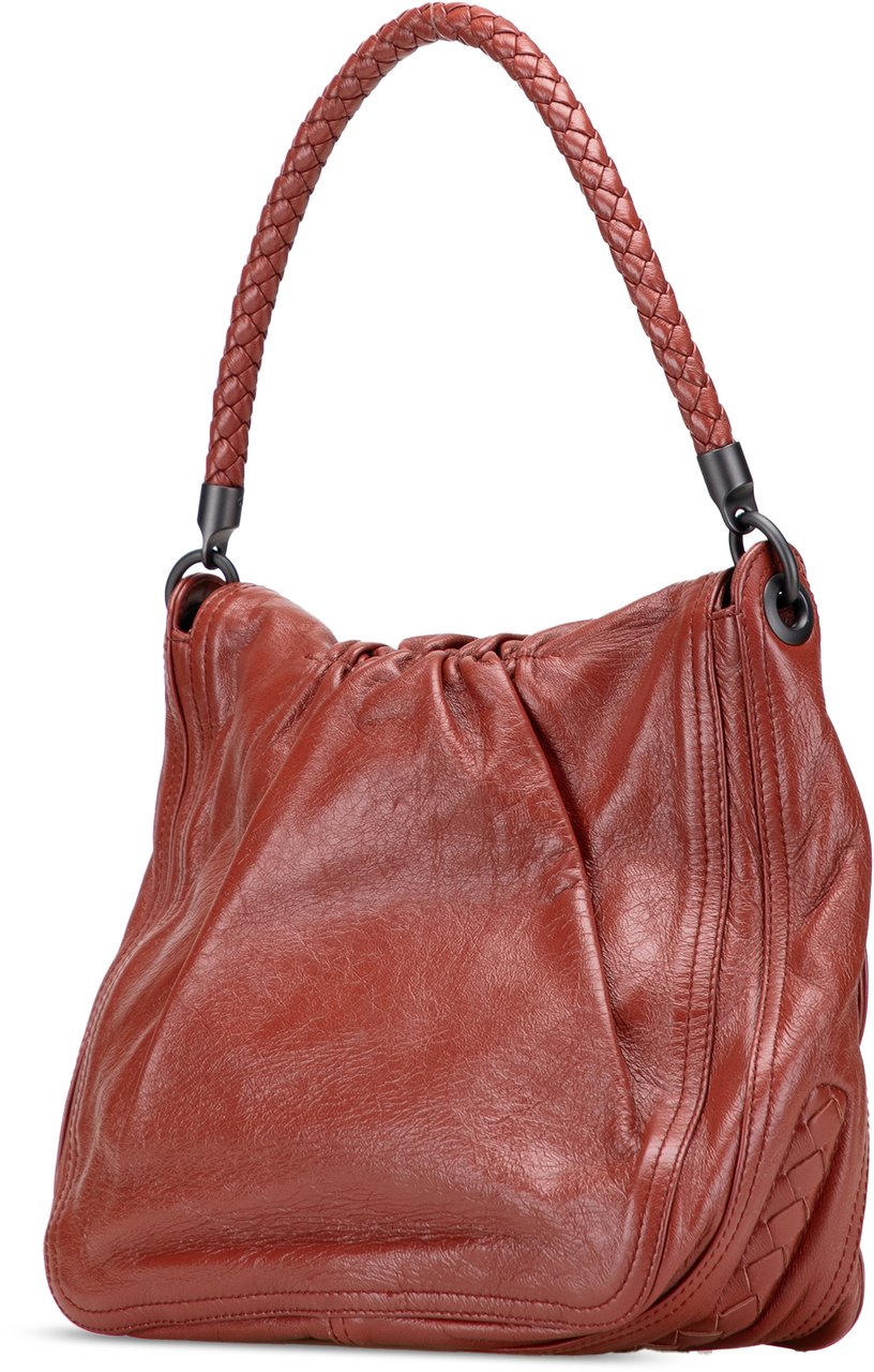 Bottega Veneta Intrecciato Trimmed Nappa Top Handle Bag Rood