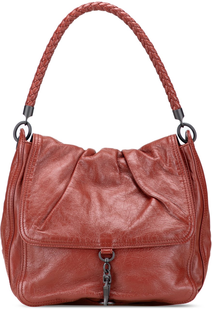 Bottega Veneta Intrecciato Trimmed Nappa Top Handle Bag Rood