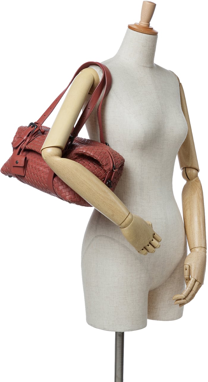 Bottega Veneta Nappa Intrecciato Montaigne Shoulder Bag Rood