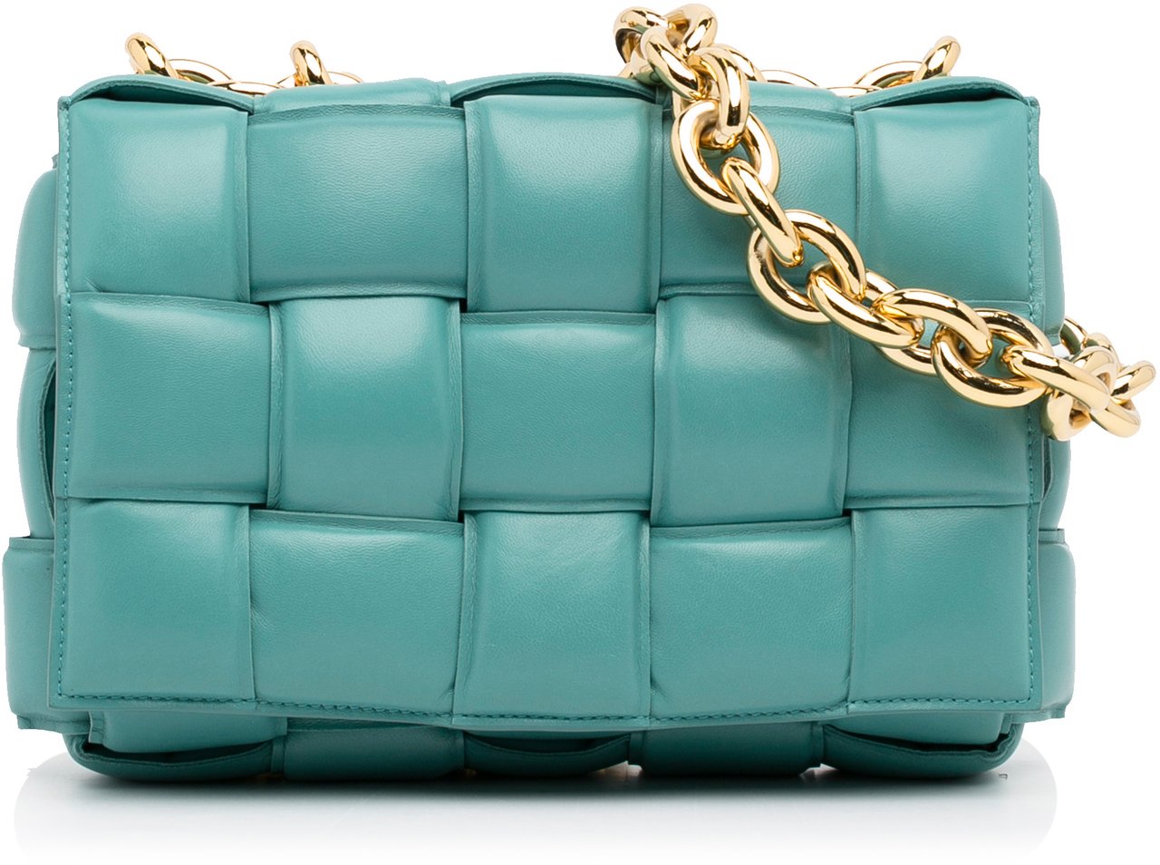 Bottega Veneta Nappa Intrecciato Padded Chain Cassette Satchel Blauw