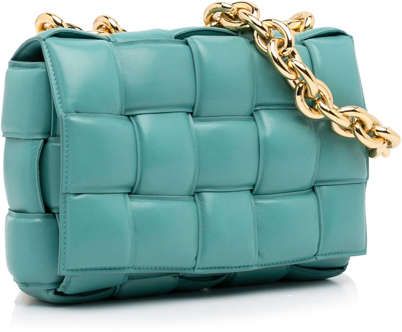 Bottega Veneta Nappa Intrecciato Padded Chain Cassette Satchel Blauw