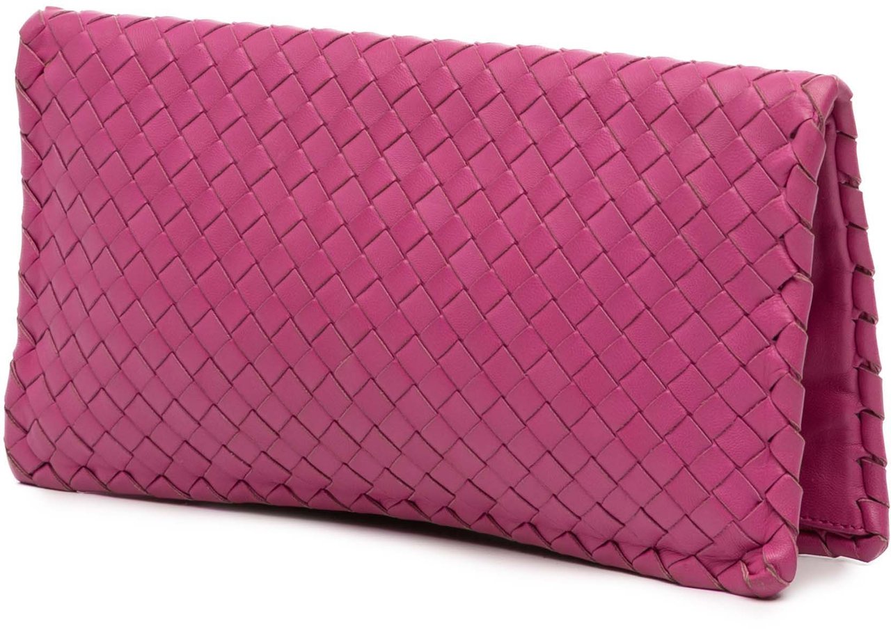Bottega Veneta Nappa Intrecciato Turn Lock Clutch Roze