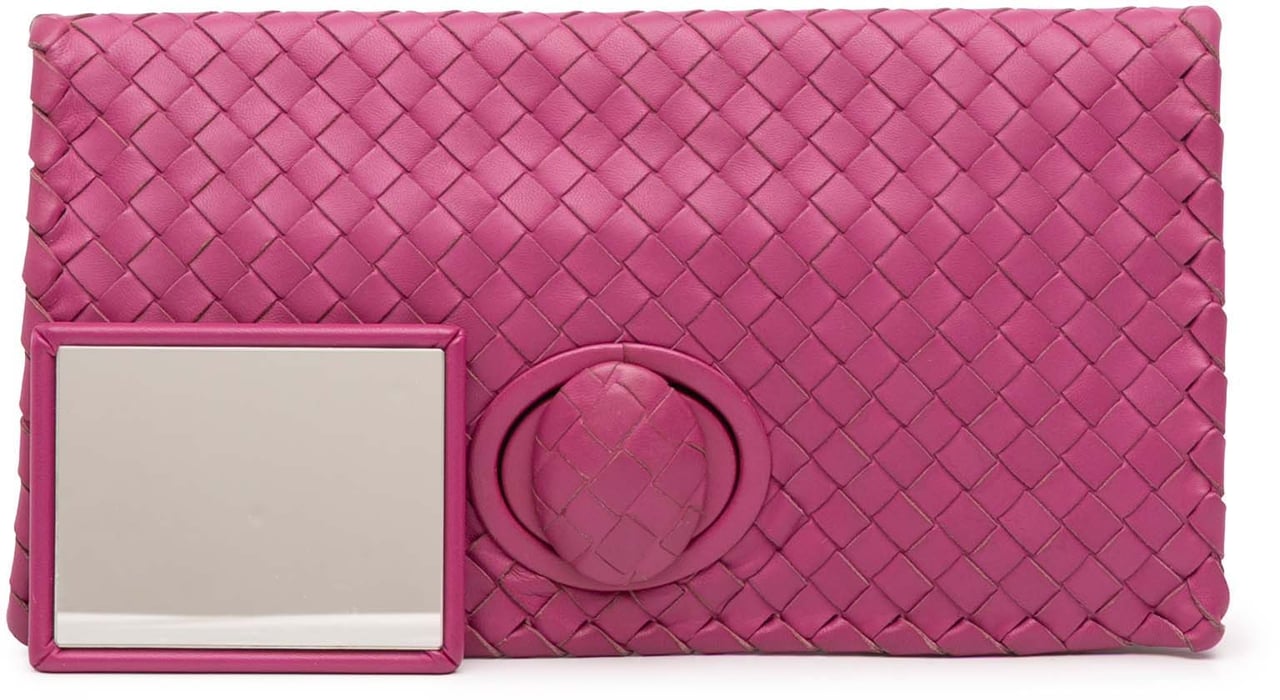 Bottega Veneta Nappa Intrecciato Turn Lock Clutch Roze