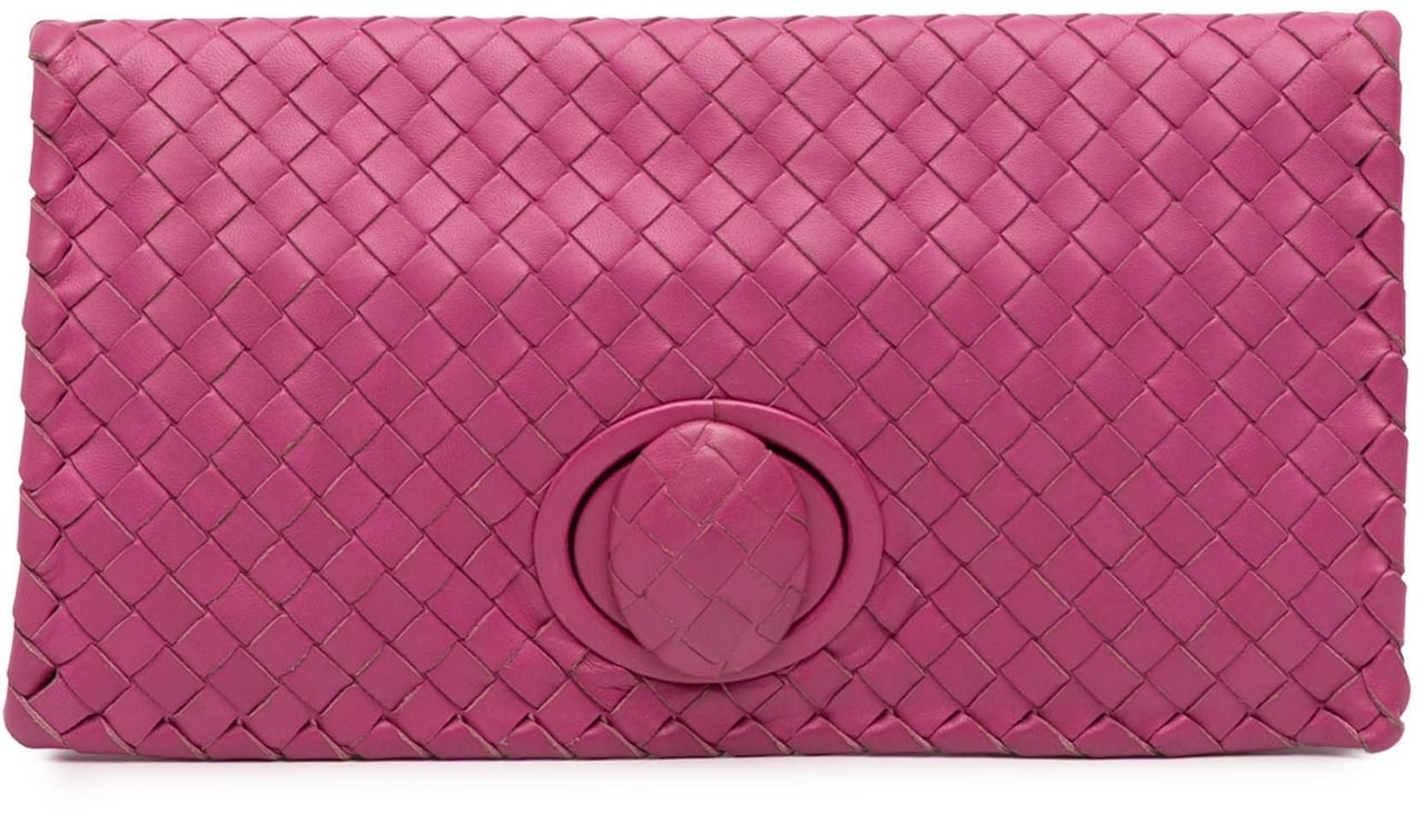 Bottega Veneta Nappa Intrecciato Turn Lock Clutch Roze