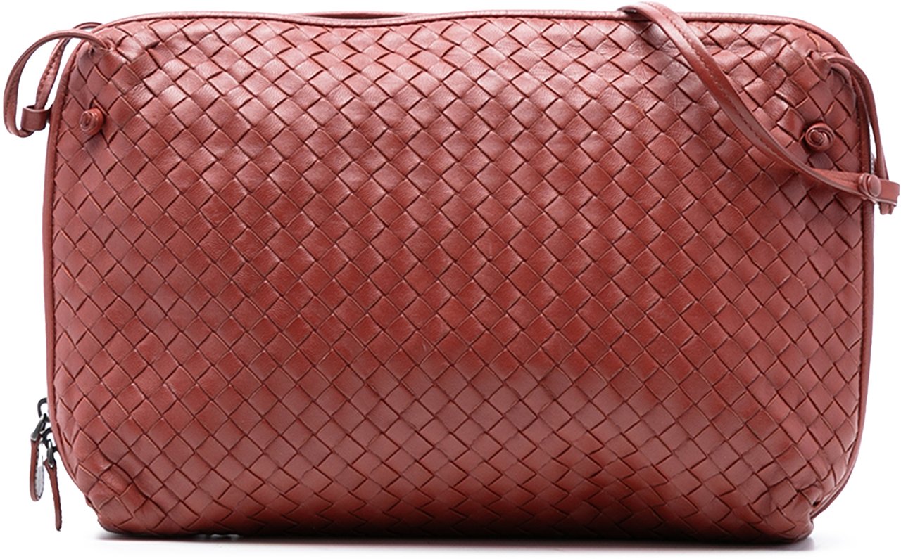 Bottega Veneta Large Nappa Intrecciato Nodini Crossbody Rood