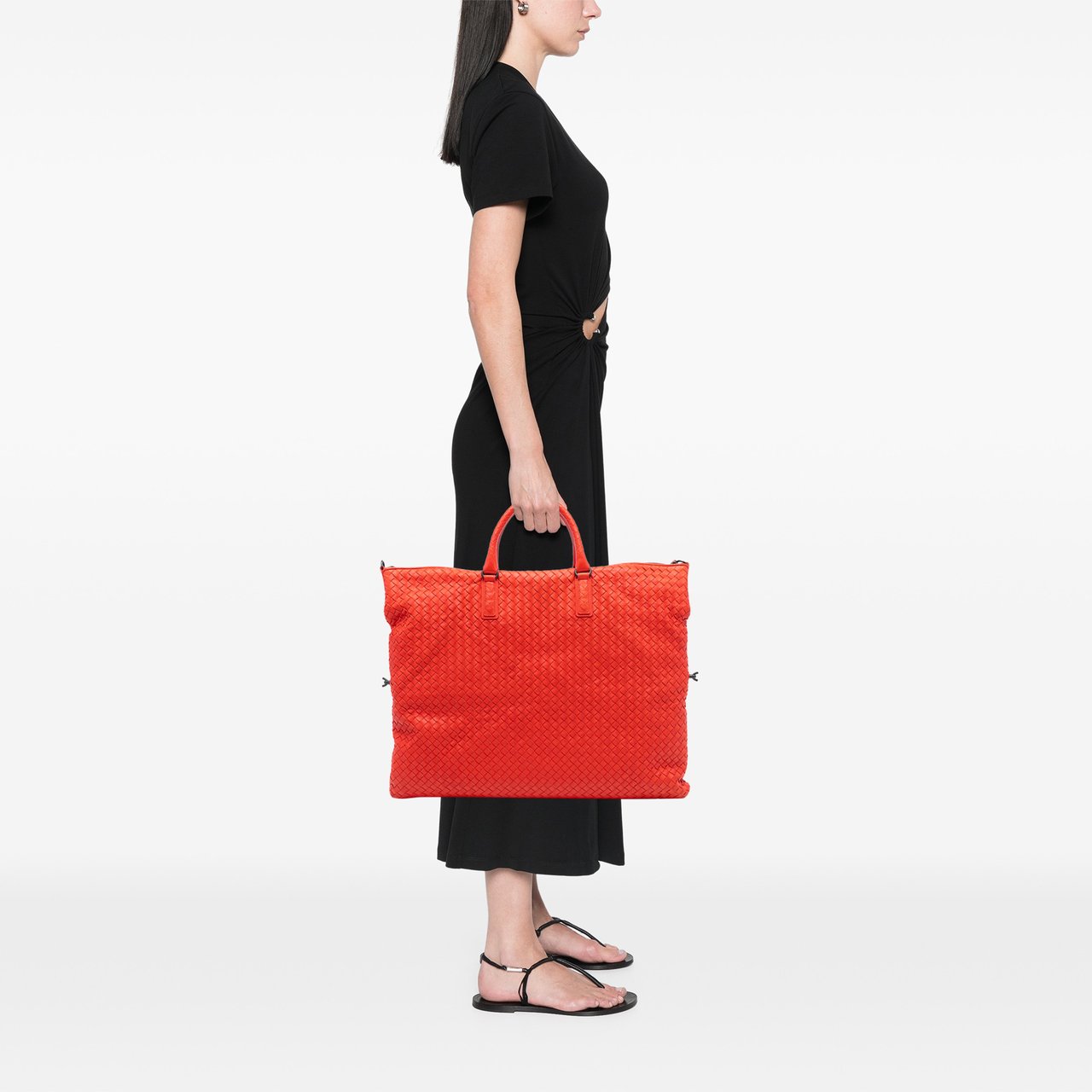 Bottega Veneta Maxi Nappa Intrecciato Convertible Tote Rood