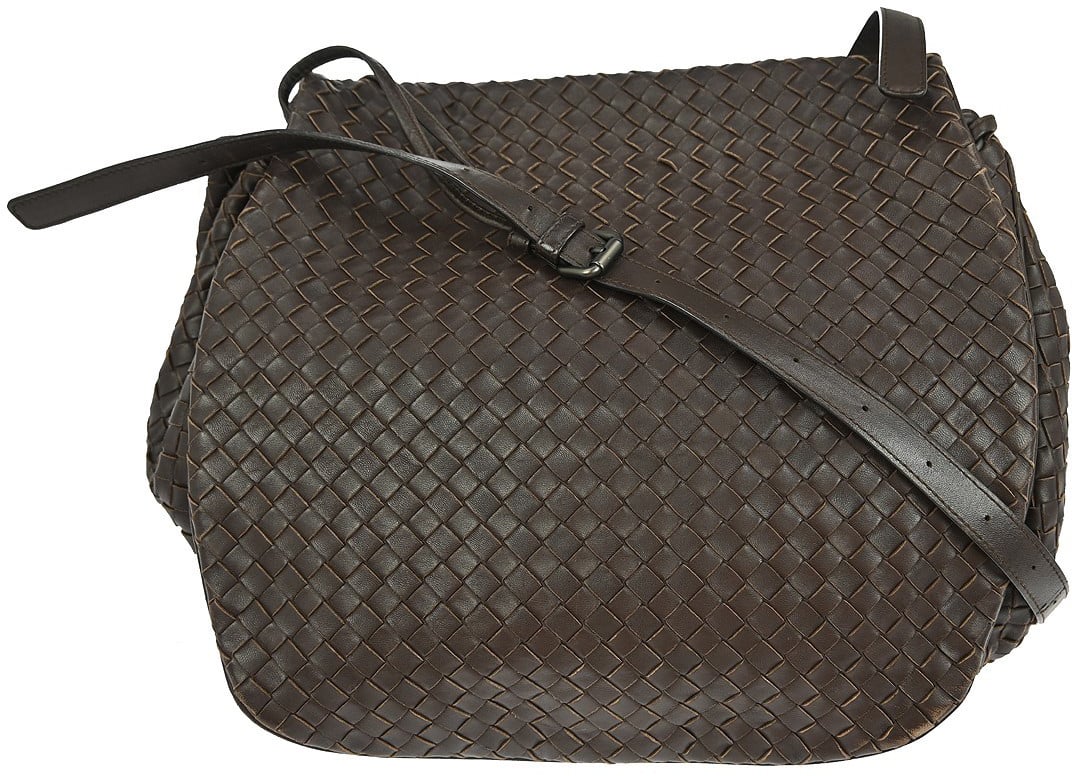 Bottega Veneta Bottega Veneta Flap Crossbody Bag Intrecciato Nappa Small Bruin