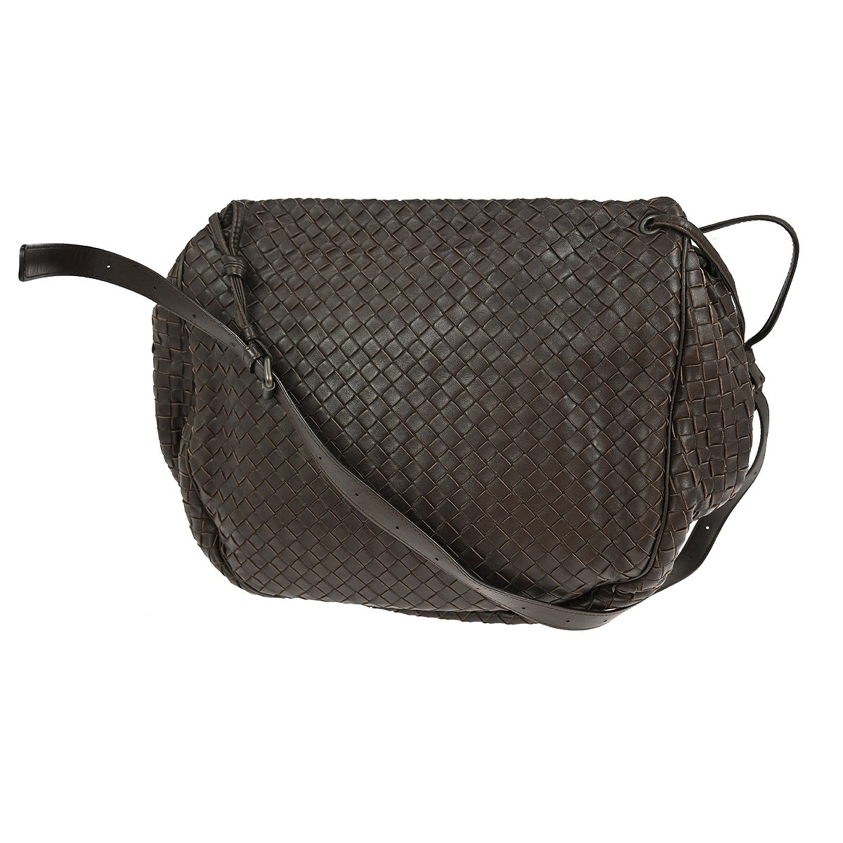 Bottega Veneta Bottega Veneta Flap Crossbody Bag Intrecciato Nappa Small Bruin