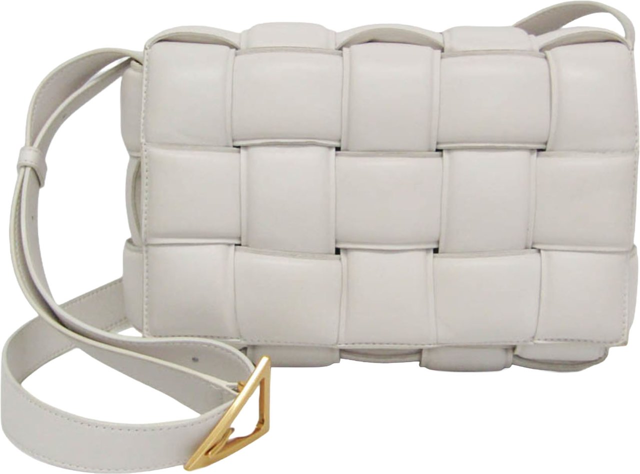 Bottega Veneta Cassette Chain Padded Maxi Intrecciato Leather Wit