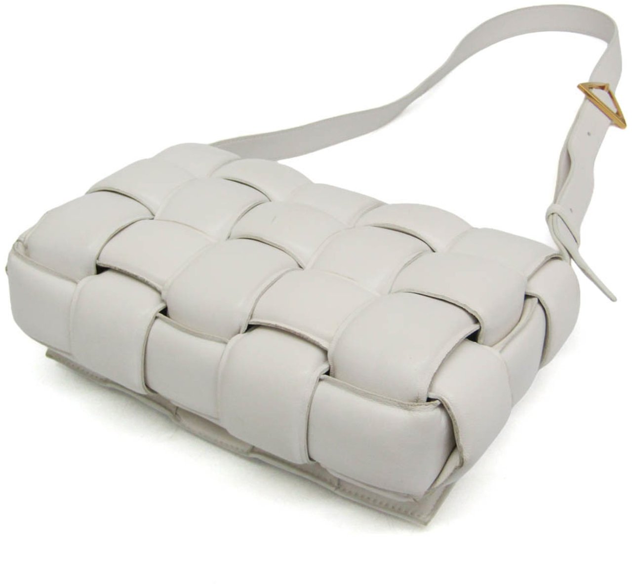 Bottega Veneta Cassette Chain Padded Maxi Intrecciato Leather Wit