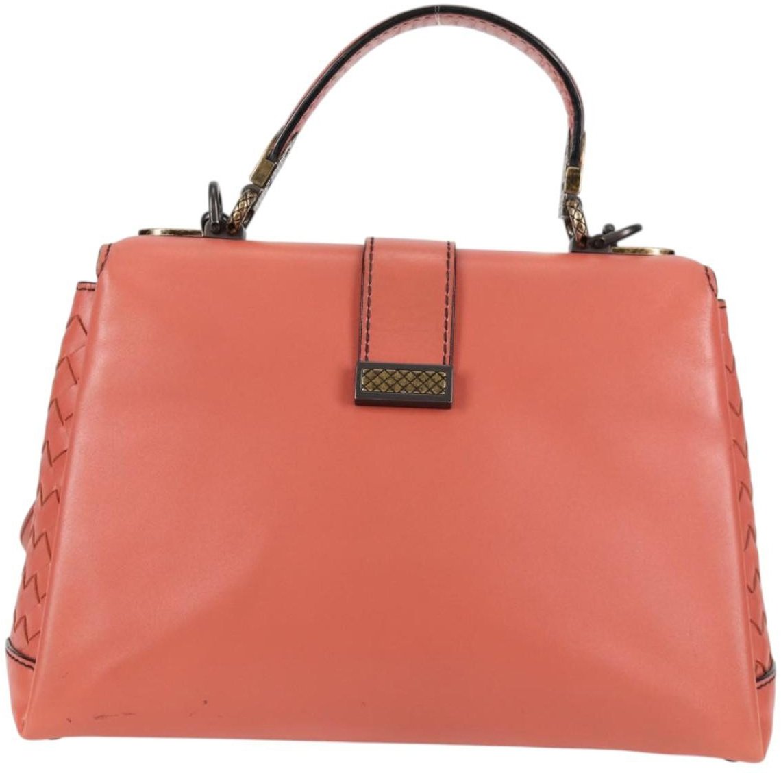 Bottega Veneta Bottega Veneta Piazza Top Handle Bag Leather with Intrecciato Detail Small Roze