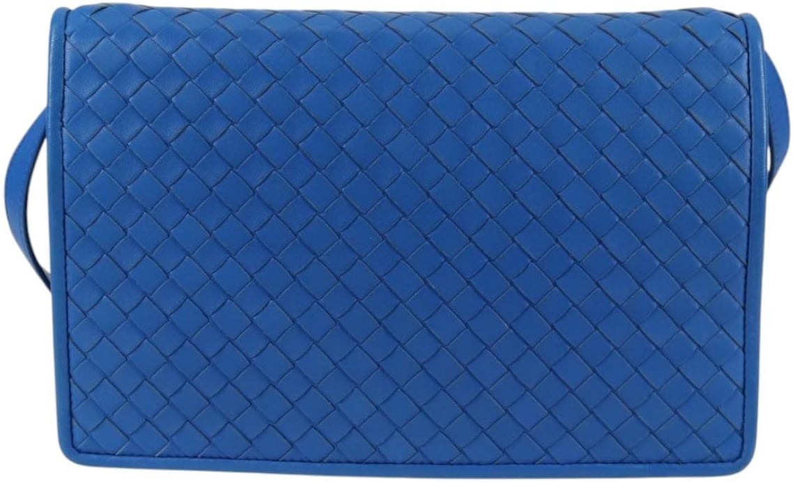 Bottega Veneta Clip Flap Bag Leather Blauw